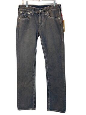 True Religion Mens Natline Big T Straight Jeans Gray Blue Size 31 NWT